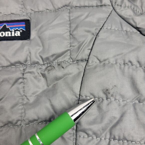 Patagonia Jacket Women Gray Nano Puff Hoody Full Zip Logo Primaloft Pocket M - Picture 6 of 16